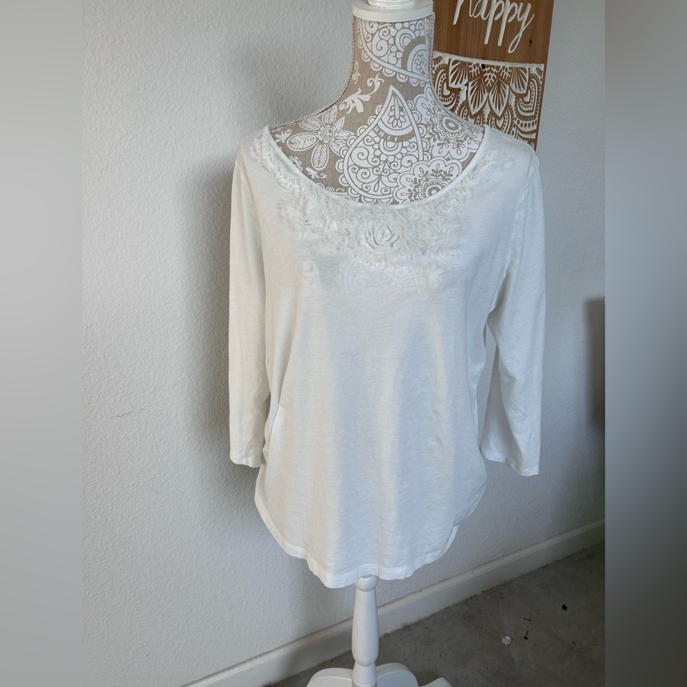 LOFT Cream Long Sleeve Women's Top